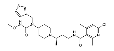 6-chloro-N-[(3R)-3-{4-[(methoxycarbamoyl)(thiophen-3-ylmethyl)amino]piperidin-1-yl}butyl]-2,4-dimethylpyridine-3-carboxamide Structure