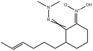 Cyclohexanone, 2-(4-hexenyl)-6-aci-nitro-, dimethylhydrazone, (E,E)- (9CI) Structure