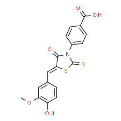 (Z)-4-(5-(4-hydroxy-3-methoxybenzylidene)-4-oxo-2-thioxothiazolidin-3-yl)benzoic acid Structure