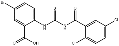 5-bromo-2-[[[(2,5-dichlorobenzoyl)amino]thioxomethyl]amino]-benzoic acid结构式