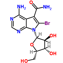 4-Amino-6-bromo-7-(β-L-xylofuranosyl)-7H-pyrrolo[2,3-d]pyrimidine-5-carboxamide结构式