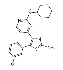 {4-[2-amino-4-(3-chlorophenyl)thiazol-5-yl]pyrimidin-2-yl}cyclohexylamine结构式