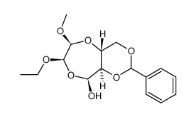 7-ethoxy-9-hydroxy-6-α-methoxy-2-phenyl-trans-(1,3-dioxano)<5,4-e><1:4>-dioxepan结构式