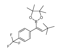 (E)-2-((3,3-dimethyl-1-(4-trifluoromethyl)phenyl)but-1-enyl)-4,4,5,5-tetra-methyl-1,3,2-dioxaborolane结构式