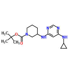 3-(6-Cyclopropylamino-pyrimidin-4-ylamino)-piperidine-1-carboxylic acid tert-butyl ester Structure