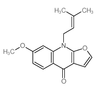 Furo[2,3-b]quinolin-4(9H)-one,7-methoxy-9-(3-methyl-2-buten-1-yl)- structure