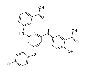 6-hydroxy-3,3'-[6-(4-chloro-phenylsulfanyl)-[1,3,5]triazine-2,4-diyldiamino]-bis-benzoic acid Structure