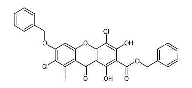 benzyl 6-benzyloxy-4,7-dichloro-1,3-dihydroxy-8-methyl-9-oxo-9H-xanthen-2-carboxylate结构式