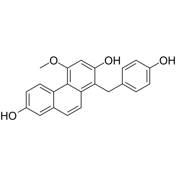 1-[(4-hydroxyphenyl)methyl]-4-methoxyphenanthrene-2,7-diol structure