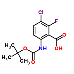 3-Chloro-2-fluoro-6-({[(2-methyl-2-propanyl)oxy]carbonyl}amino)benzoic acid structure