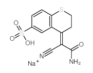 2H-1-Benzothiopyran-6-sulfonicacid, 4-(2-amino-1-cyano-2-oxoethylidene)-3,4-dihydro-, sodium salt (1:1) structure