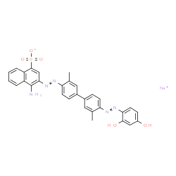 4-Amino-3-[[4'-[(2,4-dihydroxyphenyl)azo]-3,3'-dimethyl-1,1'-biphenyl-4-yl]azo]-1-naphthalenesulfonic acid sodium salt structure