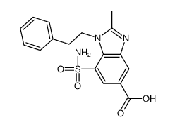 2-methyl-1-(2-phenylethyl)-7-sulfamoylbenzimidazole-5-carboxylic acid Structure