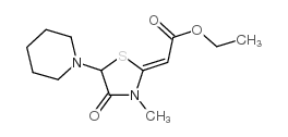 Acetic acid,2-[3-methyl-4-oxo-5-(1-piperidinyl)-2-thiazolidinylidene]-, ethyl ester Structure