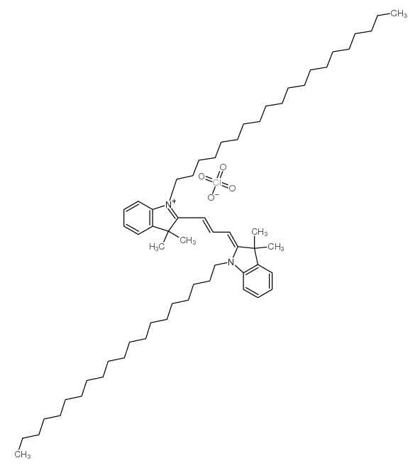 1-二十烷基-2-[(E)-3-(1-二十烷基-3,3-二甲基-1,3-二氢-2H-吲哚-2-亚基)-1-丙烯基]-3,3-二甲基-3H-吲哚鎓高氯酸盐结构式