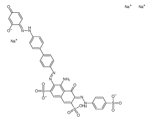 4-amino-3-[[4'-[(2,4-dihydroxyphenyl)azo][1,1'-biphenyl]-4-yl]azo]-5-hydroxy-6-[(4-sulphophenyl)azo]naphthalene-2,7-disulphonic acid, sodium salt structure