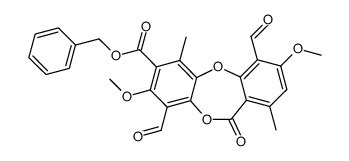 benzyl 4,9-diformyl-3,8-dimethoxy-1,6-dimethyl-11-oxo-11H-dibenzo(b,e)dioxepin-7-carboxylate结构式