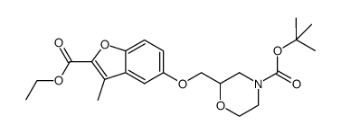 ethyl 3-methyl-5-(4-Boc-morpholin-2-ylmethoxy)-benzofuran-2-carboxylate结构式