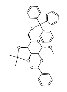 Benzoic acid (3aS,4R,6S,7R,7aS)-6-methoxy-2,2-dimethyl-4-trityloxymethyl-tetrahydro-[1,3]dioxolo[4,5-c]pyran-7-yl ester结构式