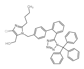 [2-丁基-4-氯-1-[(2'-(1-三苯甲基-1H-四氮唑-5-基)联苯-4-基)甲基)-1H-咪唑-5-基)甲醇结构式