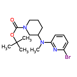 2-Methyl-2-propanyl 3-[(6-bromo-2-pyridinyl)(methyl)amino]-1-piperidinecarboxylate Structure