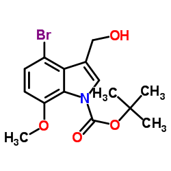 2-Methyl-2-propanyl 4-bromo-3-(hydroxymethyl)-7-methoxy-1H-indole-1-carboxylate Structure