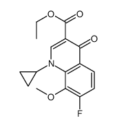 1-Cyclopropyl-7-fluoro-1,4-dihydro-8-methoxy-4-oxo-3-quinolinecarboxylic acid ethyl ester结构式