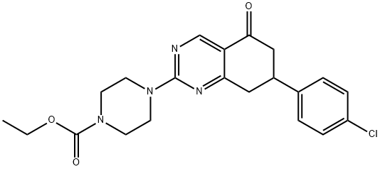 ETHYL 4-(7-(4-CHLOROPHENYL)-5-OXO-5,6,7,8-TETRAHYDROQUINAZOLIN-2-YL)PIPERAZINE-1-CARBOXYLATE Structure