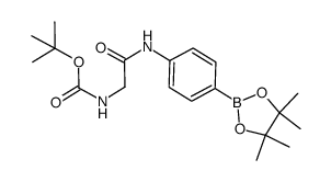 N-[4-(4,4,5,5-tetramethyl-1,3,2-dioxaborolan-2-yl)phenyl]-2-(tert-butoxycarbonylamino)acetamide结构式