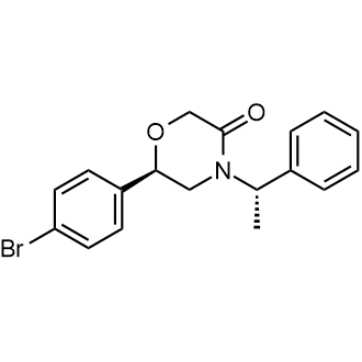 (R)-6-(4-溴苯基)-4-((S)-1-苯乙基)吗啉-3-酮结构式