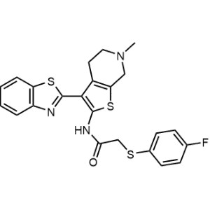 N-[3-(2-Benzothiazolyl)-4,5,6,7-tetrahydro-6-methylthieno[2,3-c]pyridin-2-yl]-2-[(4-fluorophenyl)thio]acetamide Structure