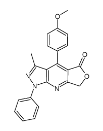 4-(4-methoxyphenyl)-3-methyl-1-phenyl-1,7-dihydro-5H-furo[3,4-b]pyrazolo[4,3-e]pyridine-5-one Structure