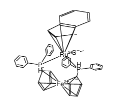 [(η5-indenyl)Ru(1,1'-bis(diphenylphosphanyl)ferrocene)(MeS)]结构式