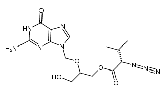 2-[(2-amino-1,6-dihydro-6-oxopurin-9-yl)methyloxy]-3-hydroxypropyl 2'-(S)-azido-3'-methylbutanoate结构式