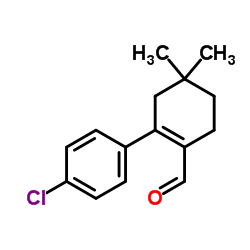 2-(4-氯苯基)-4,4-二甲基-1-环己烯-1-甲醛结构式