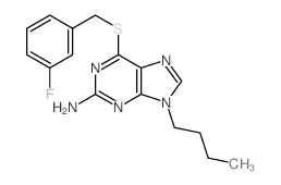 9H-Purin-2-amine,9-butyl-6-[[(3-fluorophenyl)methyl]thio]- Structure