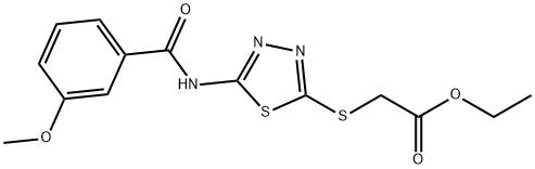 ethyl 2-({5-[(3-methoxybenzoyl)amino]-1,3,4-thiadiazol-2-yl}sulfanyl)acetate结构式