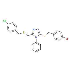 3-[(4-BROMOBENZYL)SULFANYL]-5-([(4-CHLOROBENZYL)SULFANYL]METHYL)-4-PHENYL-4H-1,2,4-TRIAZOLE结构式