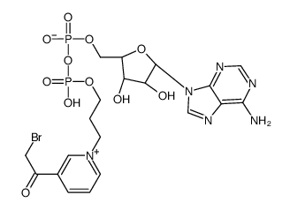 [[(2R,3S,4R,5R)-5-(6-aminopurin-9-yl)-3,4-dihydroxyoxolan-2-yl]methoxy-hydroxyphosphoryl] 3-[3-(2-bromoacetyl)pyridin-1-ium-1-yl]propyl phosphate Structure