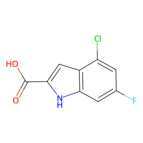 4-Chloro-6-fluoro-1H-indole-2-carboxylic acid结构式