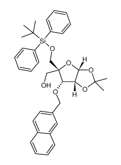 ((3aR,5R,6S,6aR)-5-(((tert-butyldiphenylsilyl)oxy)methyl)-2,2-dimethyl-6-(naphthalen-2-ylmethoxy)tetrahydrofuro[2,3-d][1,3]dioxol-5-yl)methanol结构式