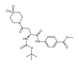 4-[(S)-2-tert-butoxycarbonylamino-4-(1,1-dioxo-1(λ6)-thiomorpholin-4-yl)-4-oxobutyrylamino]benzoic acid methyl ester结构式