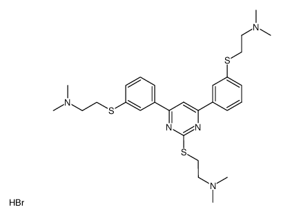 2-<<2''-(dimethylamino)ethyl>thio>-4,6-bis<3'-<<2'''-(dimethylamino)ethyl>thio>phenyl>pyrimidine trihydrobromide Structure