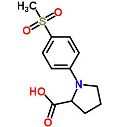 1-[4-(METHYLSULFONYL)PHENYL]PYRROLIDINE-2-CARBOXYLIC ACID结构式