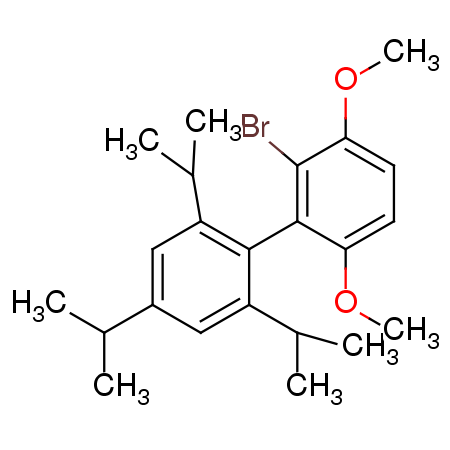 2-溴-2',4',6'-三异丙基-3,6-二甲氧基-1,1'-联苯结构式