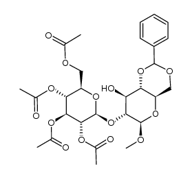 methyl 4,6-O-benzylidene-2-O-(2,3,4,6-tetra-O-acetyl-β-D-glucopyranosyl)-β-D-glucopyranoside Structure