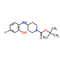 2-Methyl-2-propanyl 4-[(4-fluoro-2-hydroxyphenyl)amino]-1-piperidinecarboxylate structure