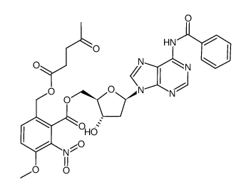 N6-benzoyl-5'-O-[6-(levulinyloxymethyl)-3-methoxy-2-nitrobenzoyl]-2'-deoxyadenosine Structure