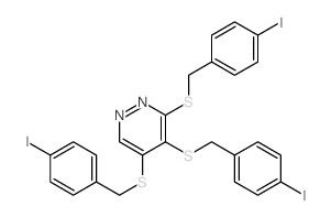 3,4,5-tris[(4-iodophenyl)methylsulfanyl]pyridazine Structure