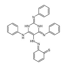 6-[(2,4,6-trianilinopyrimidin-5-yl)hydrazinylidene]cyclohexa-2,4-diene-1-thione Structure